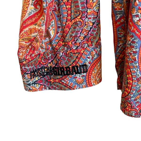 Vintage 90's Martithe + Francois Girbaud Orange Paisley Long Sleeve Shirt XXL - Picture 5 of 10